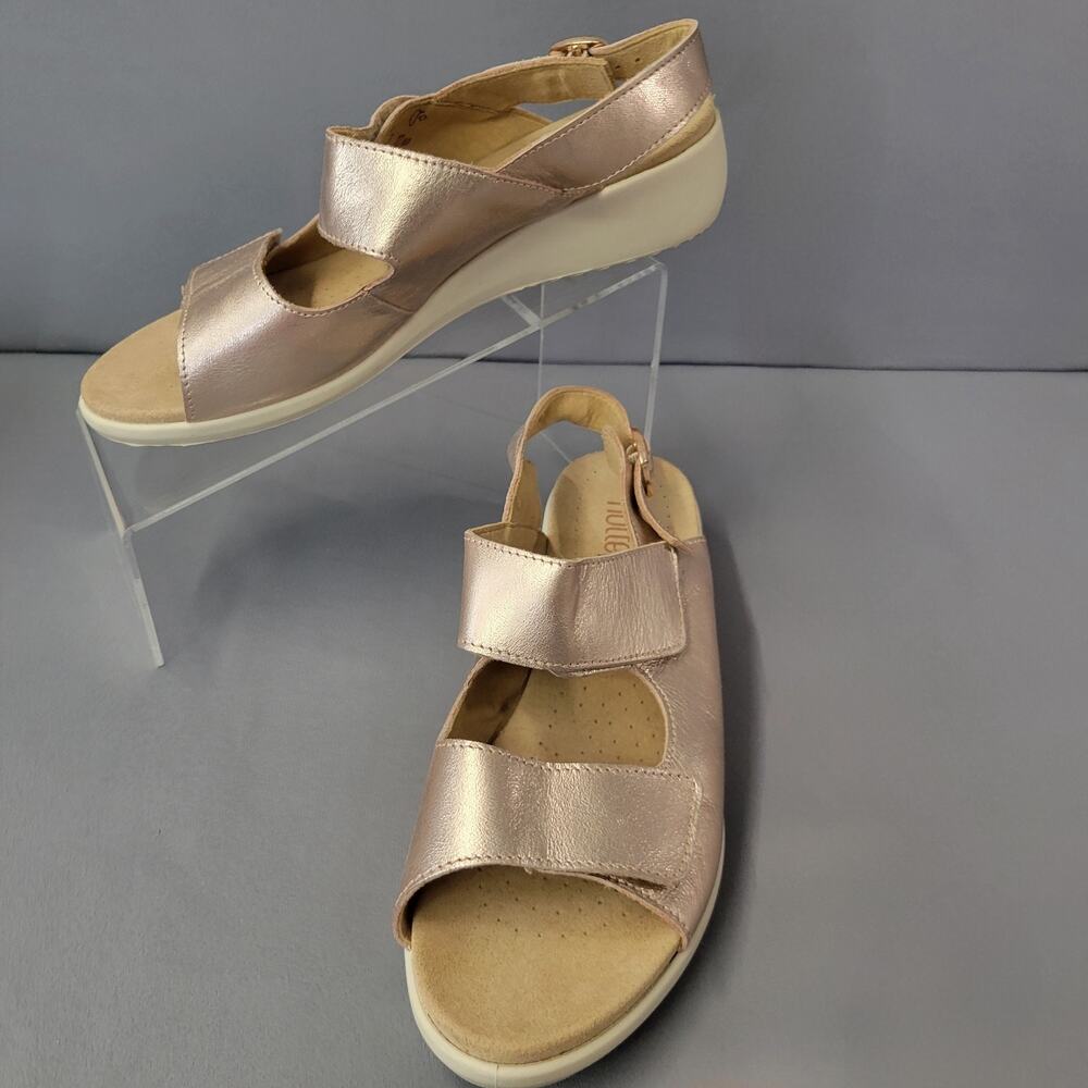 Hotter Easy Sandals Womens 9 Pink Metallic Shimmer Hook And Loop Comfort Strappy